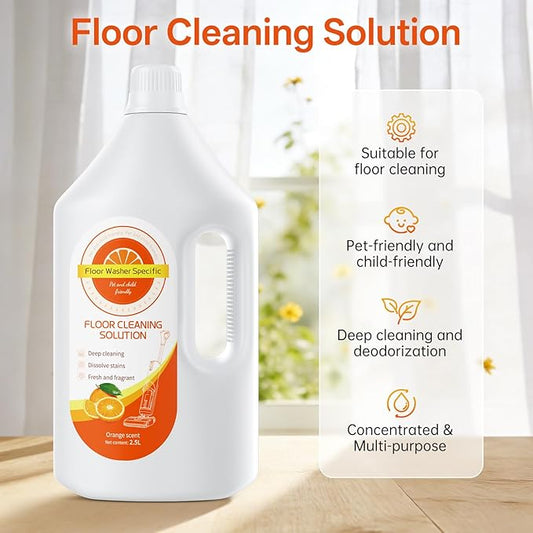 Floor Cleaning Solution Compatible With Tineco/Bissell/Dreame And Shark, Fragrance Deodorization, Deep Cleans for Multiple Hard Floors, Suitable With Cordless Wet/Dry (【Sweet Orange】, 2.51 Liter)