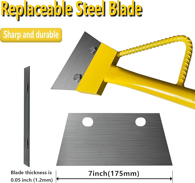 7” Heavy Duty Scraper Long handle scraper Tile Scraper Ice Scraper Removal Scraper Sturdy Floor Scraper Big Blade Scraper