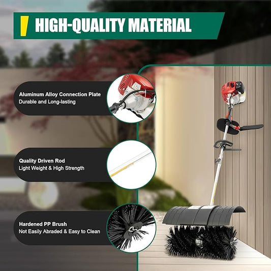 DNYSYSJ 52cc Handheld Sweeper, 2-Stroke Gas Power Sweeping Broom, Single Cylinder Walk Behind Sweeper, Cleaning Driveway Turf Lawns Artificial Grass Power Brush Lawn Sweeper Cleaner Tools for Walkway