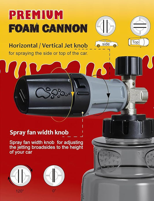BOSEA Premium Foam Cannon for Pressure Washer, Nickel-Plated Copper, Durable | Dense Foam, Soap Sprayer for Car Wash Snow Foam Lance Pressure Washer Soap Dispenser with 1/4 Quick Connector