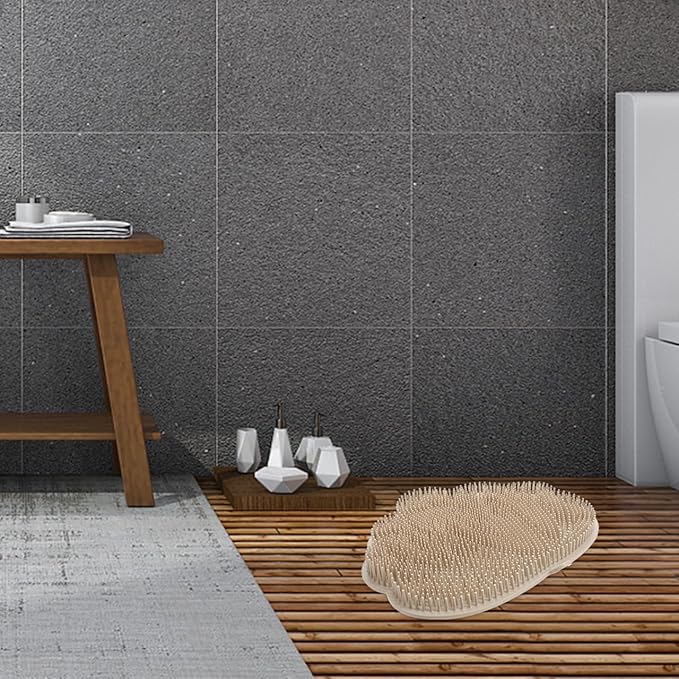 Angoily Wall-Mounted Back Scrubber for Shower Hands-Free Exfoliating Body and Foot Scrubber with Non-Slip Suction Cups TPE Material 11.8X10 Inches