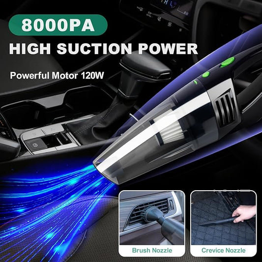 34pcs Car Cleaning Detailing Kit Interior Cleaner -with Portable Vacuum Cleaner, Car Window Windshield Cleaning Tool, Car Detailing Kit for Cars, Trucks, SUVs, Green