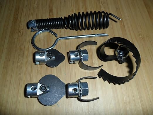 Drain Cleaner 7 Piece Bit Set USA Made Compatible Replacement for Ridgid K-375 K-380 K-400 K-40 K-45 K-50 K-3800 with 5/8" Cable End (NOT Cable Size) and with 2" Spiral Cutter