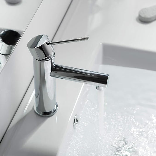 KIBI KBF1010 Solid Brass Single Handle Single Hole Circular X Faucet for Bathroom Sink with Pop Up Drain | High Arc Faucet Spout | Chrome Finish | Corrosion and Rust Resistant