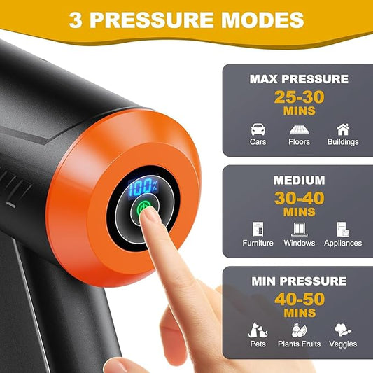 EVEAGE Q7 Cordless Power Pressure Washer, MAX 1000PSI, 2.5GPM Adjustment Portable Power Cleaner, Rechargeable Battery Powered Handheld High-Pressure Washer Gun for Car, Home/Floor Cleaning