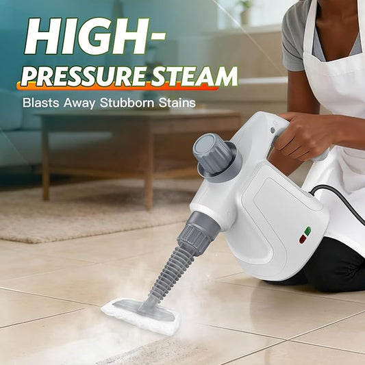 High-Power Handheld Steam Cleaner – 1300W, 230°F, Chemical-Free, 14-Piece Accessory Set, Safety Lock, Ideal for Deep Cleaning