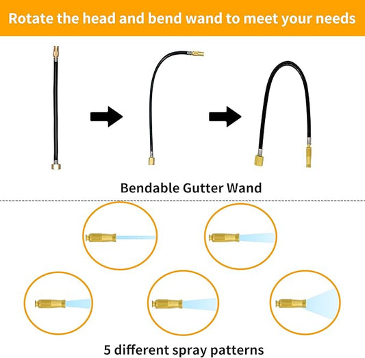 Gutter Cleaning Tools from The Ground-Gutter Cleaner with Max 7FT Extension Wand,Gutter Cleaning Wand with Quick Connection Five Extension Gutter Cleaning Poles for Garden Hose