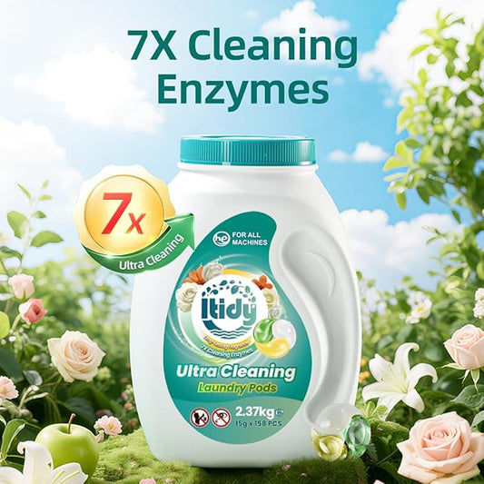 Ultra Cleaning Laundry Pods with 7X Cleaning Enzymes, Fresh Floral Fragrance, 158 Count, 2.37kg, All Machine Compatible