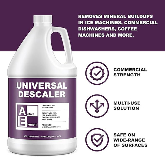 Universal Descaler - 2 Gallon - Commercial Grade Delimer for Dishwasher - Ice Machine Cleaner and Coffee Pot Descaler - Steam Tables - Hand Descaling