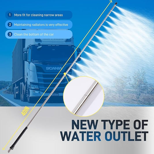 40 in Radiator Cleaning Wand,Radiator Cleaning Tool,Radiator Genie Water Air Cleaning Wands, Home Car Truck Power Washer Wand, Fit Over Max 5000PSI Pressure Washer(With Switch)