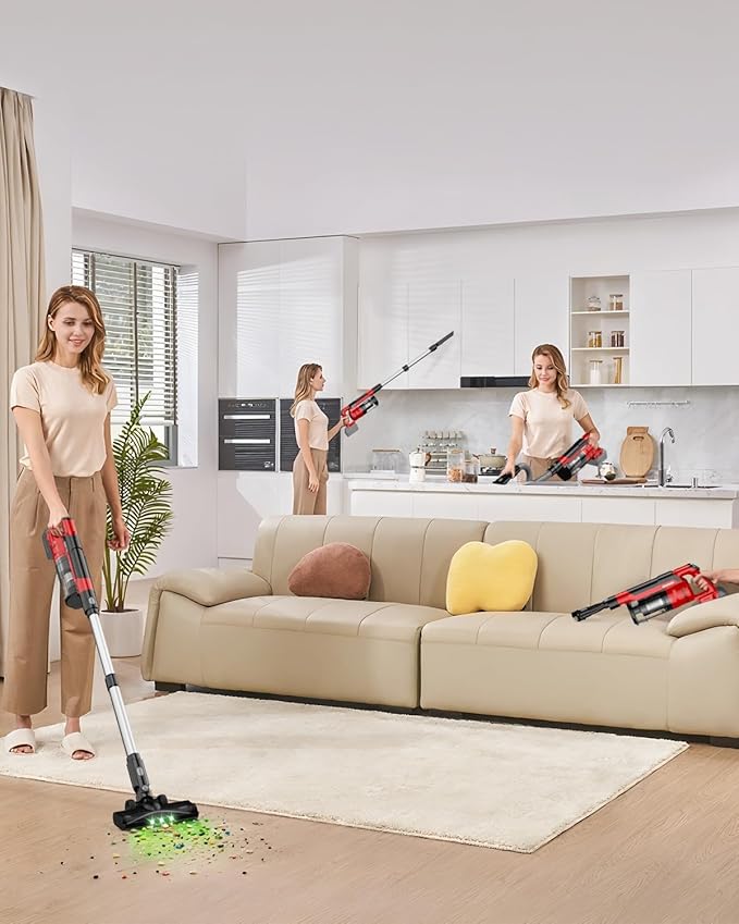 Cordless Vacuum Cleaner for Milwaukee Battery, 7-in-1 Lightweight Stick Vacuum with HEPA Filter, 35KPA Suction, 350W Brushless Motor, 3 Modes for Carpet, Floor, Car (Battery Not Included)