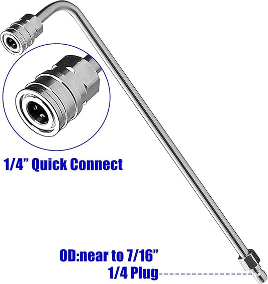 M MINGLE Pressure Washer Wand Extension, 90 Degree Curved Angled, Undercarriage and Gutter Cleaner Attachment, 1/4 Inch Quick Connect, 14 Inch