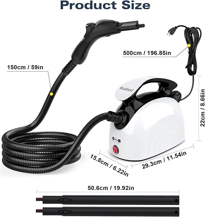 Steam Cleaner, Steam Cleaner For Home, Handheld Steamer For Cleaning With 21 Accessories, 248 °F High Temperature, Suitable for Grout, Floor. Sofas, Upholstery, White