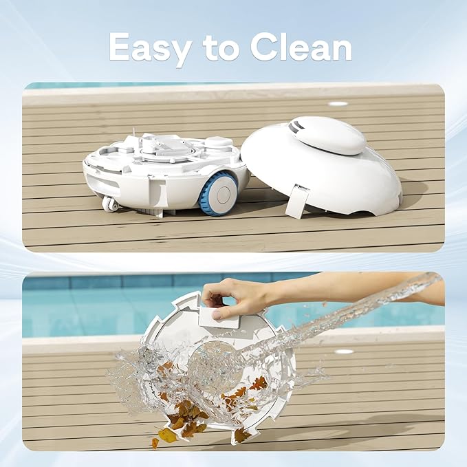 2025 Cordless Robotic Pool Vacuum, Pool Cleaner for Above Ground/Inground Pools - 7500mAh Battery, Lightweight, 140mins Runtime, Powerful Suction Pool Cleaner Vacuum for Flat-Bottom Swimming Pools