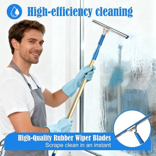 Water Fed Pole Kit 35 FT Adjustable Solar Panel Cleaning Kit Cleaner Tool for Window Glass Roof Outdoor Glass Brush Window Washing Equipment (4ft)