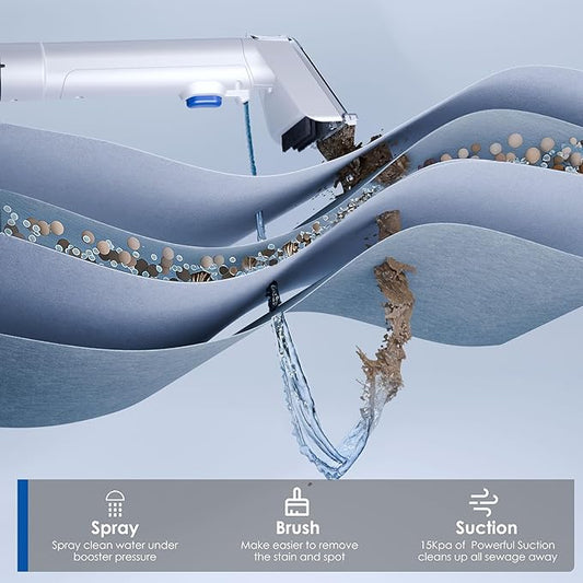 WURESE Portable Carpet & Upholstery Cleaner – 15KPa Powerful Spot Cleaner for Pet Urine, Couch, Stairs & Car Seats – Handheld Deep Cleaning Machine with Self‑Cleaning System & 2 Tools, Blue