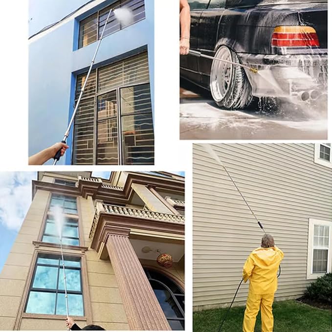 4000 PSI Telescoping High Pressure Washer Wand Set for Gutter & Roof Drainage & Walls Cleaning, Pressure Washer Extension Wand with 5 Atomization Nozzle Tips, 1/4" Quick Connect