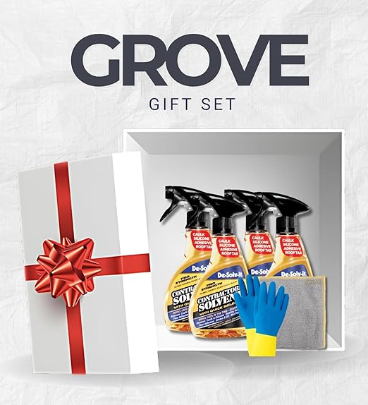 4x Contractors Solvent Citrus Scent by De-Solv-it 32 oz Liquid Bundle with Microfiber Cloth + Cleaning Gloves ā Heavy-Duty Degreaser Spray ā Adhesive, Tar, and Grease Remover ā Gift Set (6 Items)
