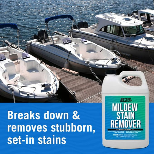 Better Boat Mold and Mildew Stain Remover 1 Gallon for Fabric Vinyl Tile Grout, Removes Mold Stains on Boat Seats Bathroom Shower Patio Furniture Carpet Canvas