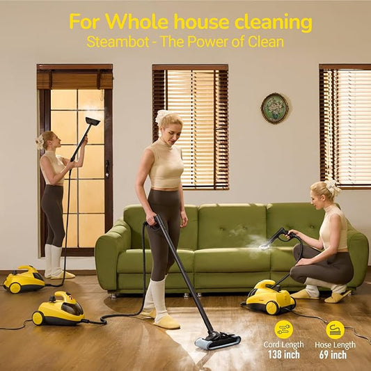 Heavy Duty Steam Cleaner with 2L Large Water Tank, 28-in-1 Multipurpose steam cleaner for home, High Temperature Deep Cleaning for Grout, Floor, Tile, Oven, Car, Window&Kitchen,no chemical
