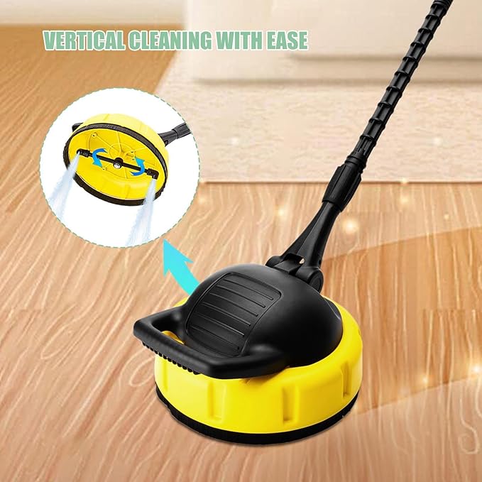 Pressure Washer - Flat Cleaner Attachment with Connector, Rotary Cleaning Tool Outdoor Use, Durable Power Wash Equipment, Splash-Free Design | Accessories for Concrete Decks Patios Walkways