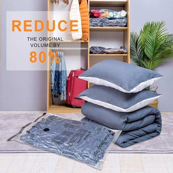 GONGSHI Vacuum Storage Bags, Space Saver Seal Bags For Clothing, Travel Luggage,Blankets, Comforters, Pillows, Clothes Storage.6 XX Large