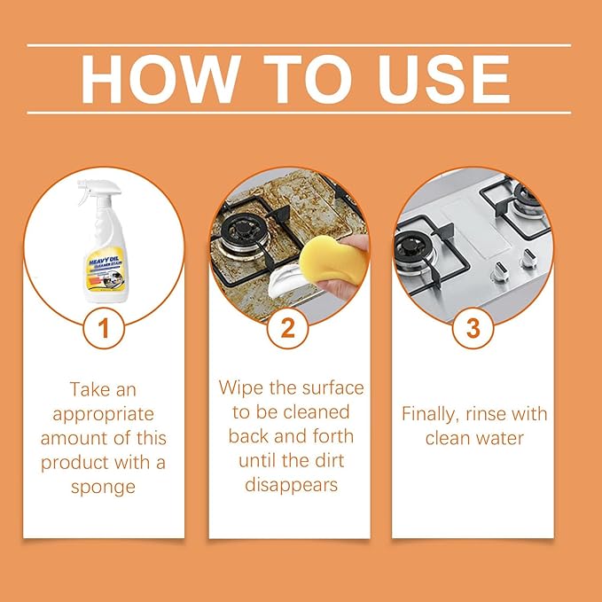500ML Heavy Oil Cleaner Stain, Effective Multi-Purpose Cleaner with Spray,Clean Kitchen Up Oil Stains,All Purpose Grease Cleaning Heavy Duty,Grease Remover Kitchen for Multi-Surface Cookware (1PCS)