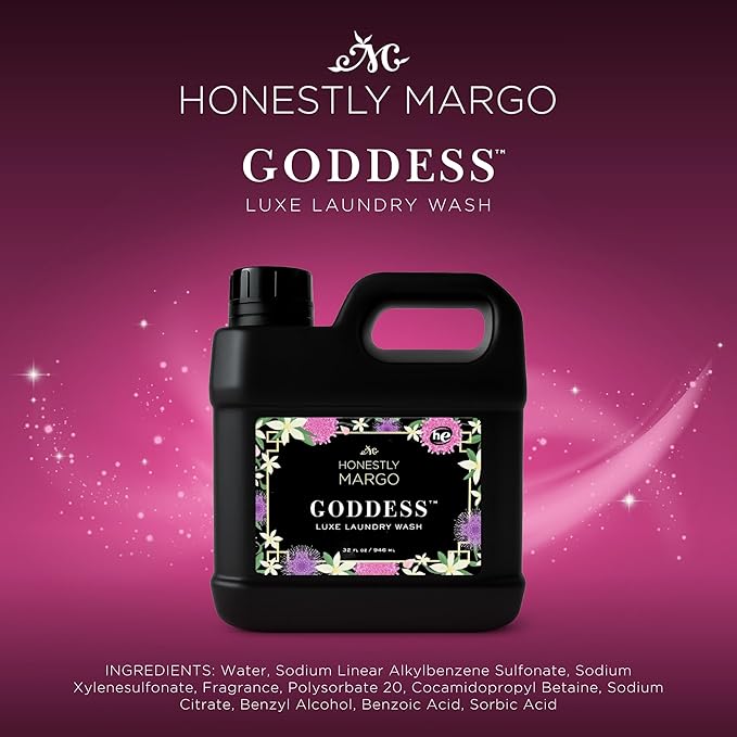 Honestly Margo Luxury Goddess Laundry Wash Detergent (32 Oz) – Women Laundry Detergent Infused With Luxurious Scent Notes, Delicate Laundry Soap, Long Lasting Fragrance – Sulfate and Paraben Free