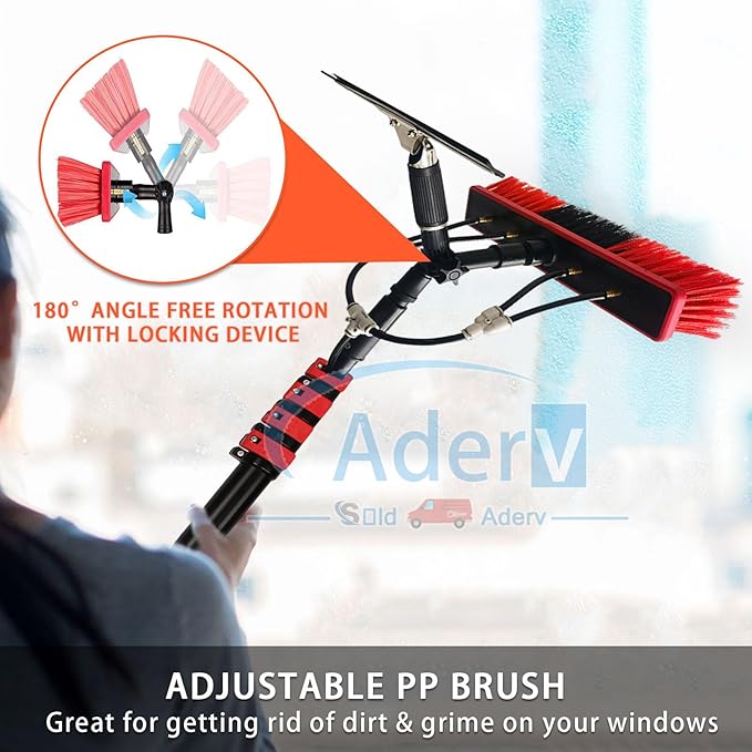 3.6-10.8 M Washing Kit: Water-fed Brush,Squeegee,Soap Dispenser, Window Cleaning Pole, Water Fed Telescopic Brush, Window Cleaner Equipment, Car Cleaning Brush (55cm Brush,5.4M)