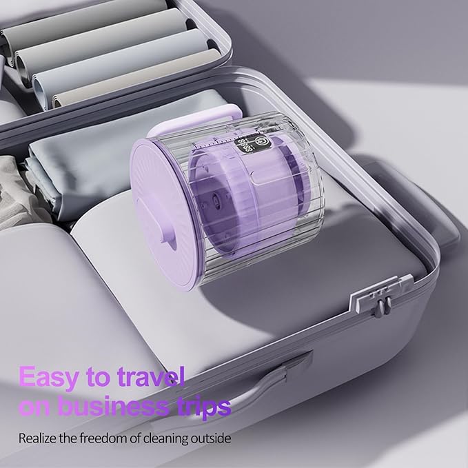 Underwear Washing Machine, Upgrade Double Bucket 2.5L Handle Portable Small Mini Washing Machine for Small Clothes, Rechargeable Travel Laundry Washer With Deep Cleaning, for Apartments, Dorms, RVs