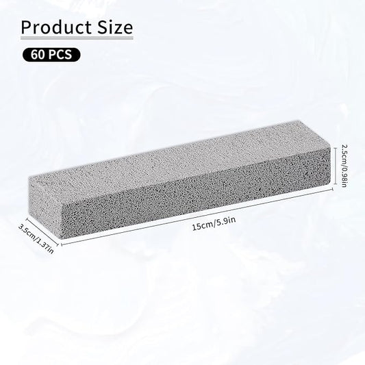 60 PCS Scouring Stick, Pumice Stone for Toilet Bowl Cleaning, Scouring Stick Remove Toilet Bowl Hard Water Rings, Calcium Buildup and Rust Suitable for Cleaning Household Bath Kitchen Pool Stove Grill
