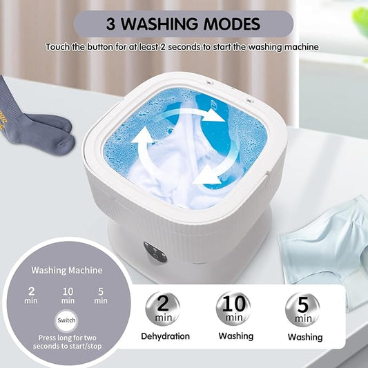 Portable Mini Washer Machine, 15L Collapsible Travel Mini Washer and Dryer Combo, Portable Washing Machine and Dryer for Apartment. (Grey)