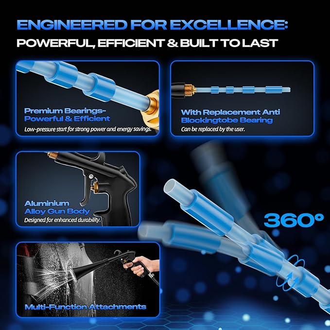Car Dry Cleaning Gun, Detailing Interior Dryer Air Blow Gun, High Pressure Blower Gun, Car Detailing Kit Interior Cleaner,Car Detailing Tools for Car Quickly Blasts Dirt and DustWorks with Air