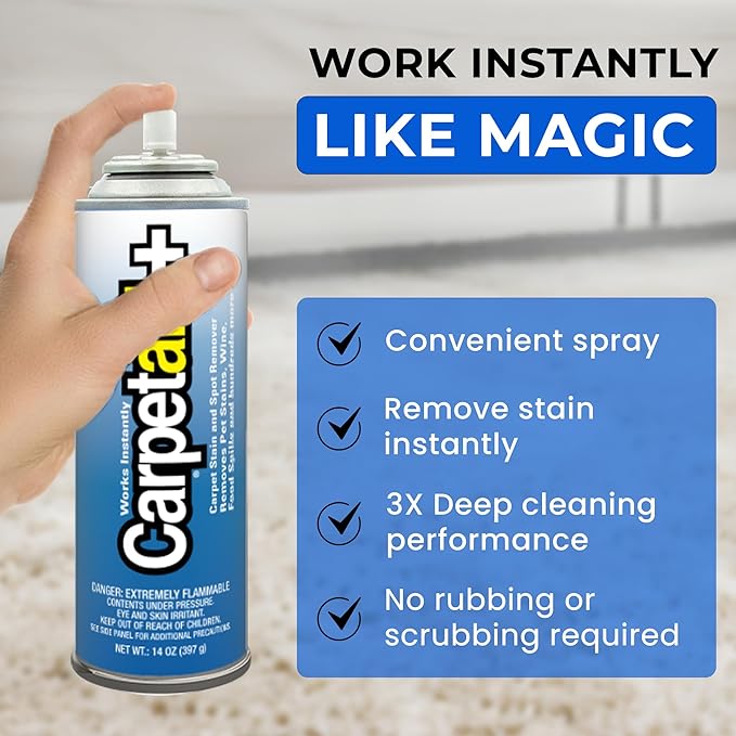Carpet Aid Spot and Stain Remover, pH Balanced Cleaner for Carpets, Rugs, and Upholstery – Removes Oil, Grease, Ink, Coffee, Pet Urine, and Lipstick