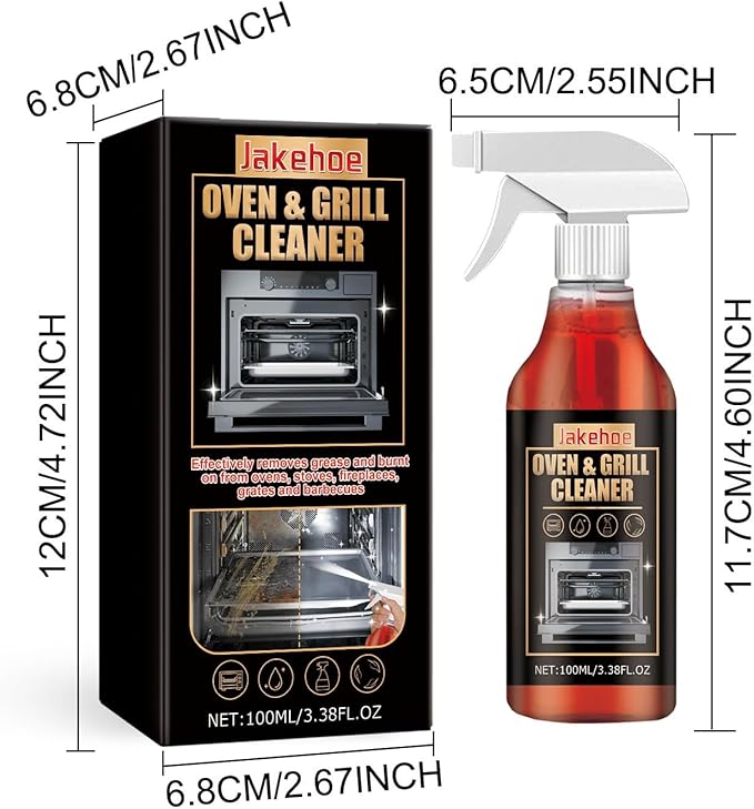 Oven and Grill Cleaning Spray – Dissolves Grease in 5 Minutes, No Scrubbing Required, Removes Odors, Eliminates Thick Grease & Build Up, Grease Remover, 3.38 Floz (4pcs)
