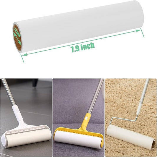 7.9 inch Lint Roller Refills Only, Extra Sticky Tape Roller Refills for Large Floor Lint Roller 7.9'' Width Sticky Roller Replacment Refill Pack of 5 Rolls, Total 300 Sheets (7.9'' Wide) - Image 2