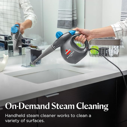 BISSELL Steam Shot Omni Pressurized Handheld Multi-Surface Natural Portable Steam Cleaner with 7 tools for tile, grout, windows, bathrooms, kitchen, auto