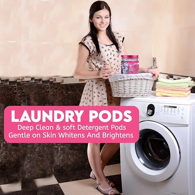 WBM 10-in-1 Laundry Detergent Pods, Fabric Softener with Lavender Extracts, High-Efficiency Laundry Pods with Powerful Stain Lifter Technology - 32 Count Bag