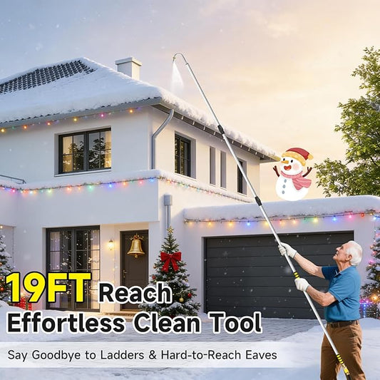 12FT Gutter Cleaning Tools,Up to 20FT Gutter Cleaner Tools from the Ground with Hose Attachment, Rain Gutters Cleaning Tool with Heavy-Duty Head for 2nd Story House