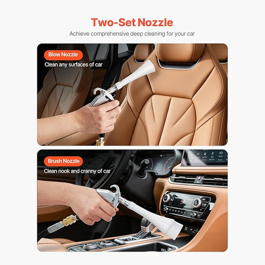 Happybuy Professional 360° Rotating Air Blow Gun - High Pressure Car Cleaning Tool with Dual Nozzles & Adjustable Airflow, Perfect for Vehicle Detailing (1/4" NPT Compatible)