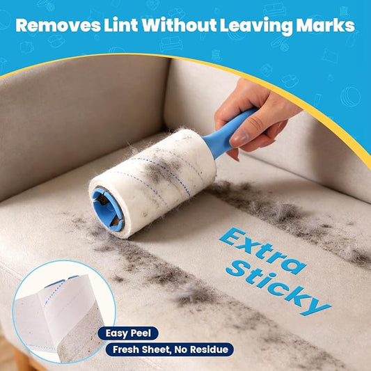 Extra Sticky Lint Roller for Pet Hair, 500 Sheets with 2 Handles | Easy Spiral Tear Lint Rollers,Lint Remover for Clothes, Dog and Cat Hair Remover with Ergonomic Handle - Image 2