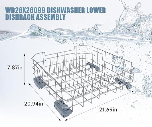 WD28X26099 WD28X34744 Dishwasher Lower Rack Compatible with GE Dishwashers - Replaces WD28X24396,WD28X22659,WD28X28918. Fits Models GDF510PSR3SS, GDF510PSM0SS, GDF510PSMOSS, GDF535PSR0SS, GDF510PSR6SS