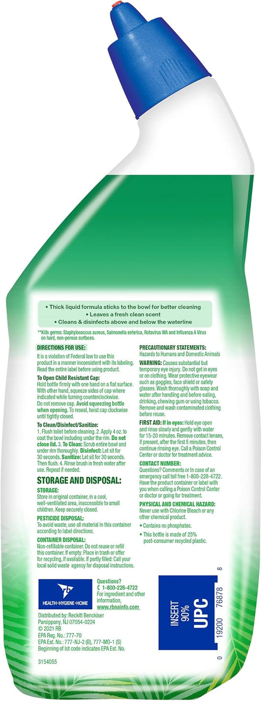 Lysol Toilet Bowl Cleaner Gel, For Cleaning and Disinfecting, Stain Removal, Forest Rain Scent, 24 Oz (Pack of 4) - With 1ct Auto In-The-Bowl Toilet Cleaner, Ocean Fresh
