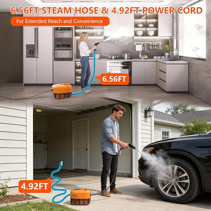 Steam Cleaner for Home & Car - 1800ML Water Tank 15s Heat-Up Portable Steamer for Cleaning, 6 Level Handheld Steam Cleaner for Car Detailing with 17 Accessories for Furniture, Grease, Carpet, Grout