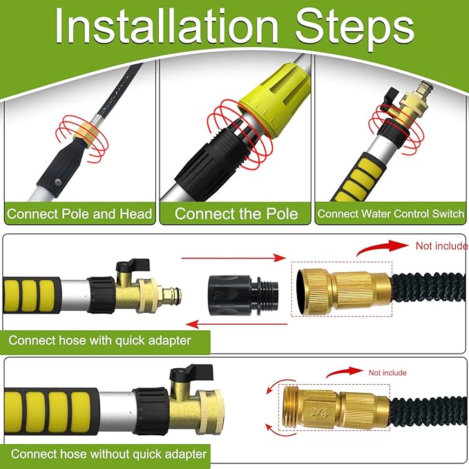 Buyplus 16FT Telescopic Gutter Cleaning Tools from the Ground, Long Reach Gutter Cleaner Wand with Hose Attachment, Rain Gutter Cleaner Tool with Extension Pole for 2nd Story House