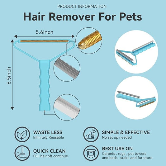 Lint Remover, Pet Hair Remover, Carpet Rake for Dog Cat Fur Removal 1 PCS | Dual Use Lint Brush & Shaver, Pet Hair Removal Tool, Cleans Car Mat Couch Pet Bed Furniture Rug, Removes Pet Fur Quickly - Image 2