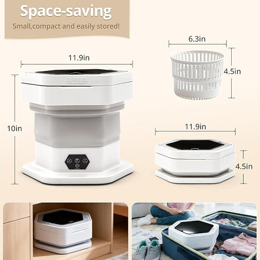 Portable Washing Machine, 16L Upgraded Mini Washer with Spin Basket Laundry Machine for Baby Clothes, Underwear, Socks; Ideal for Travel, Dorms, Camping (gray)