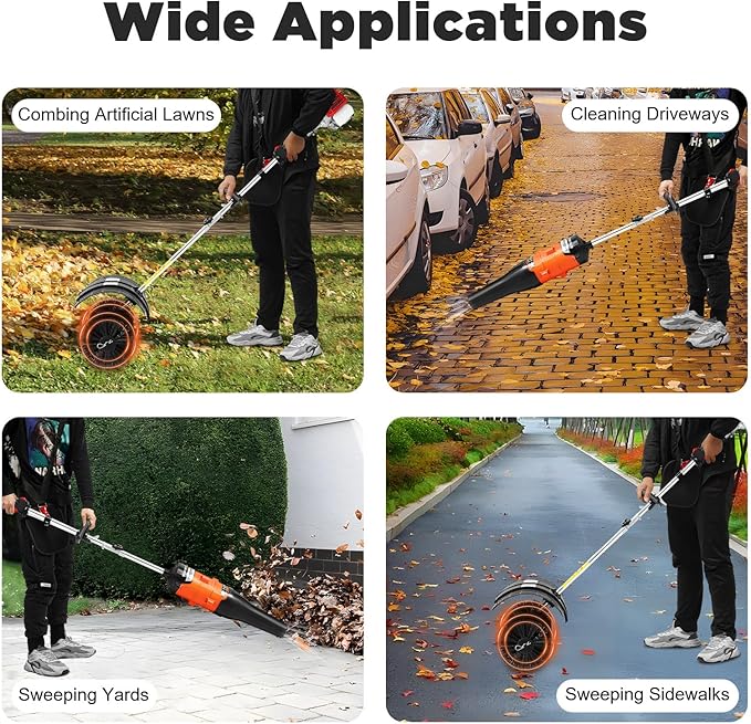Upgraded Gas Handheld Sweeper, 52CC 2.3HP 2 Stroke Outdoor Power Snow Sweeping Broom with Air Cooled Motor & Blower Lawns Sweeper Machine for Street Farms Driveway Snow