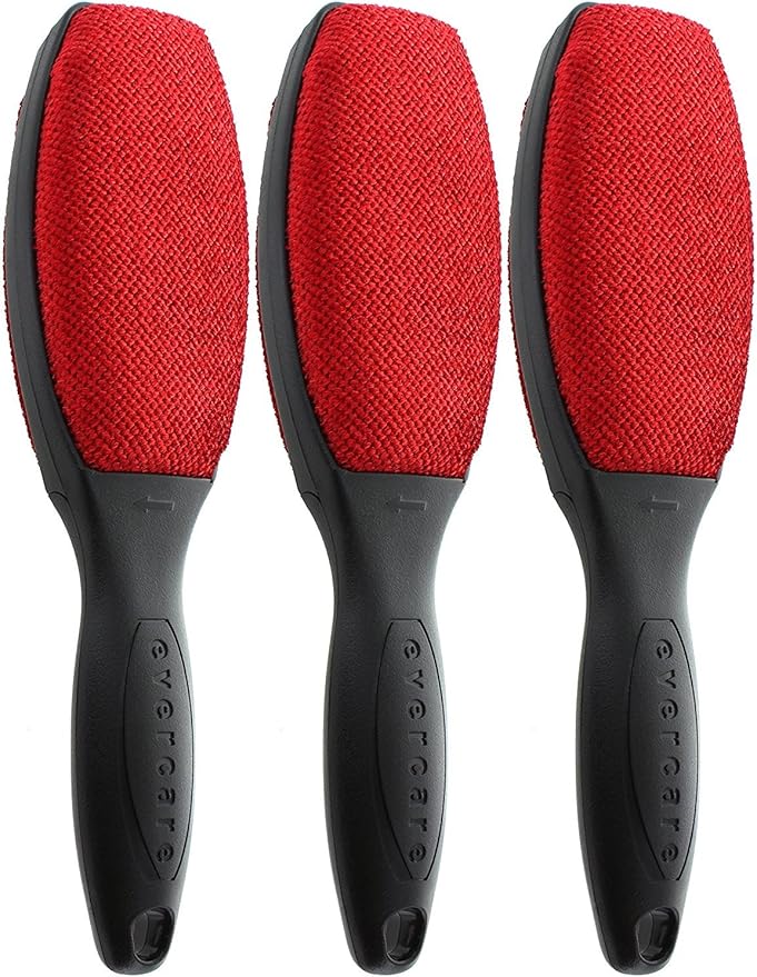 Evercare Magik Brush with Black Handle- Double-Sided Lint Remover Brush, Pet Hair and Dust Cleaner for Clothing, Bedding, Upholstery - Trusted Fabric Lint Roller, Reusable Lint Brush (3-Pack) by Evercare