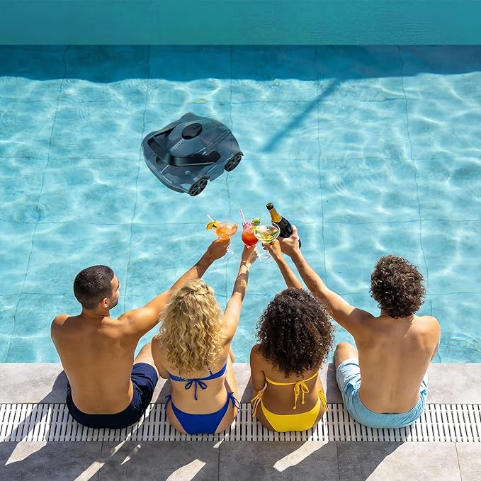 Robotic Pool Cleaners Cordless Robotic Pool Cleaner for Above Ground Pools - 130 Min Runtime, Self-Charging, Cleans Up to 860 Sq Ft, Lightweight & Portable Design